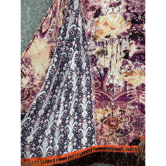 Umgee Open Cardigan Duster Sweater Medium Boho Kimono Fringe Festival Gypsy - Picture 8 of 9